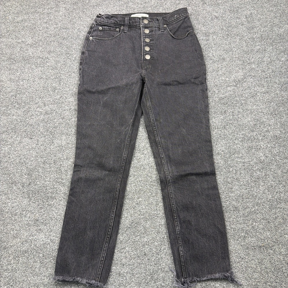 Abercrombie Fitch Womens Jeans 26/2s Skinny High Rise Black Goth Grunge